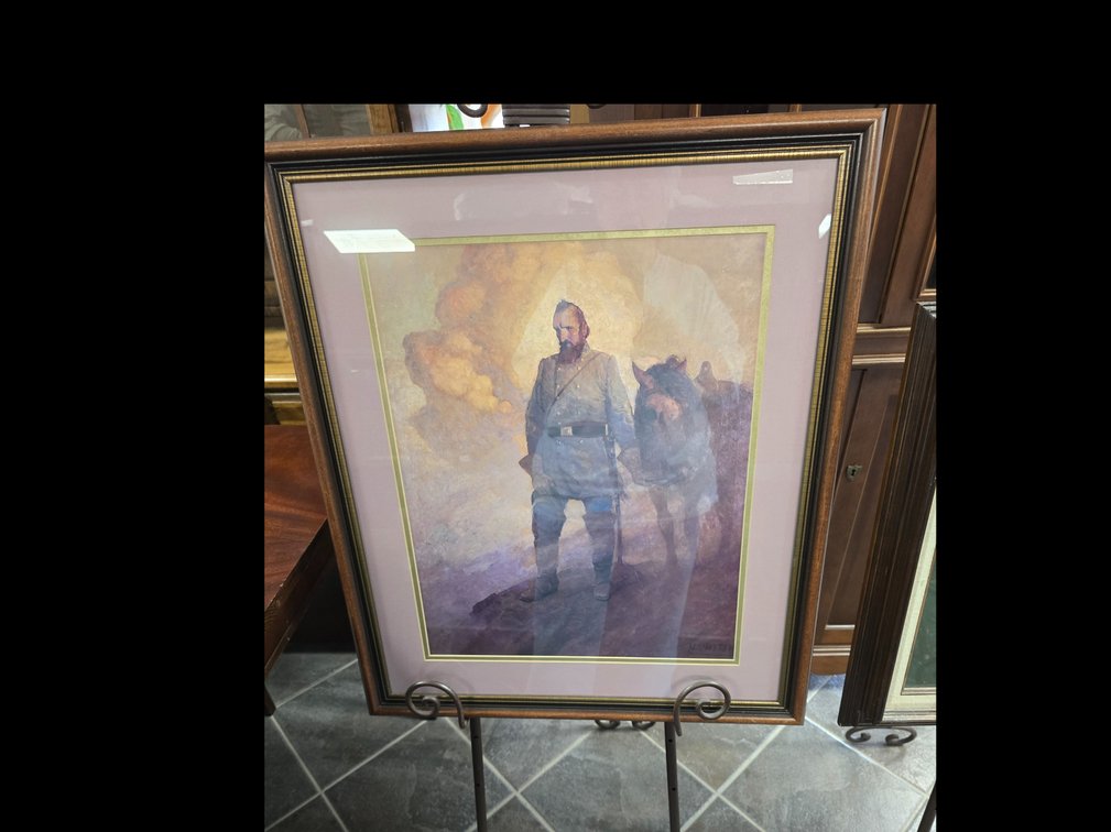 Stonewall Jackson print by NC Wyeth, The Long Roll,  framed and matted. 