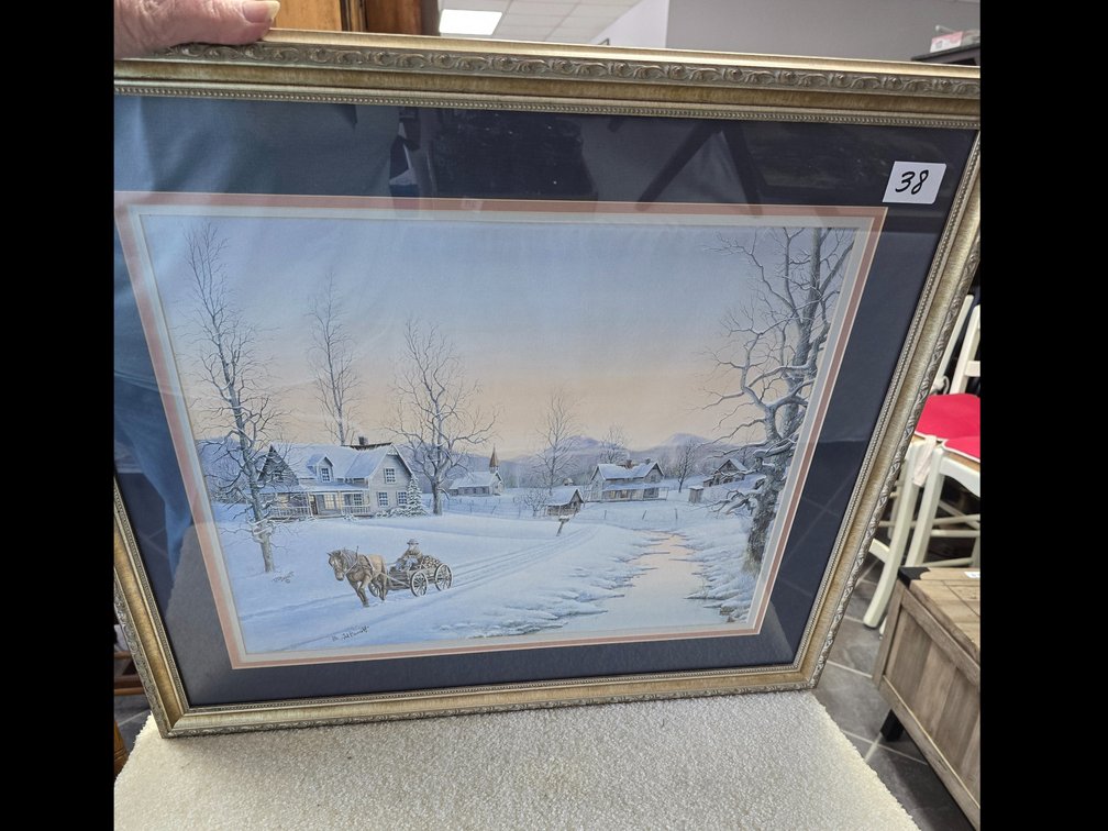 Winter print framed and matted