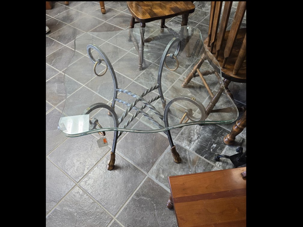 Glass and metal freestanding side table