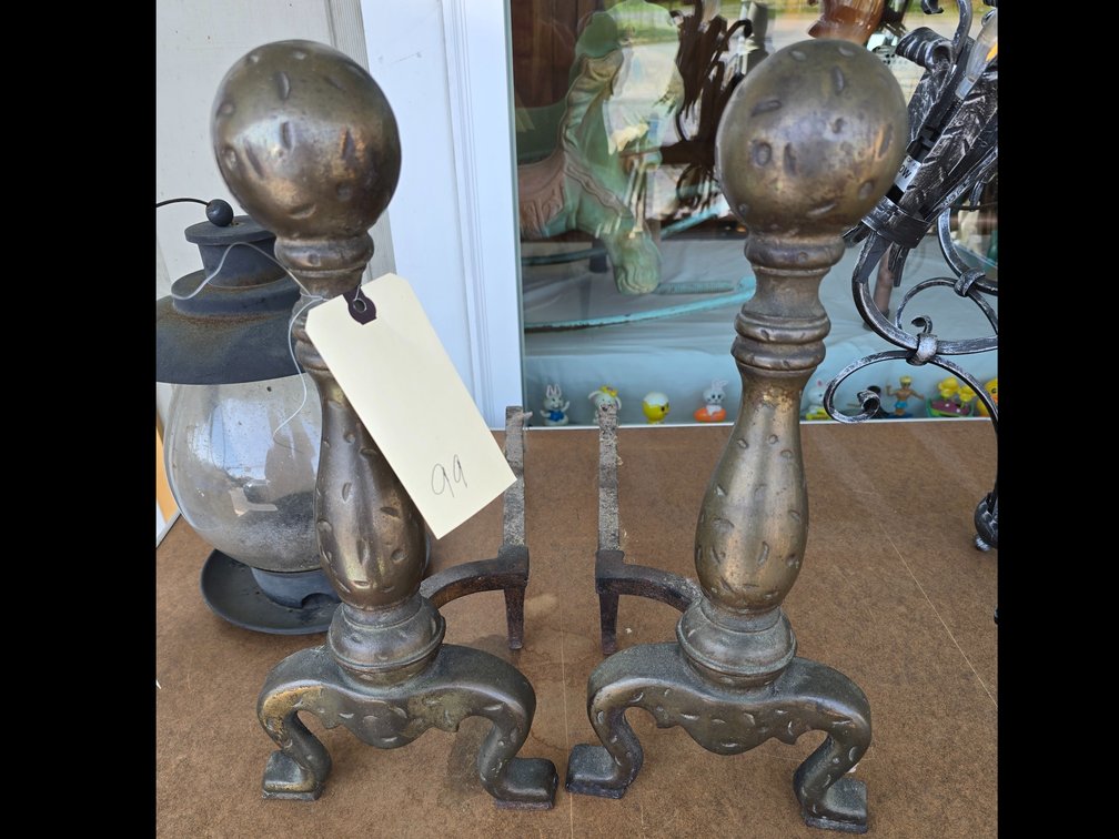 Pair of brass anirons