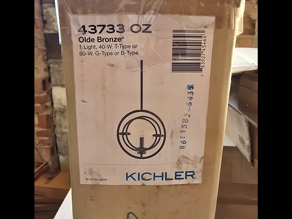 Kichler, new in box, pendant light, can dim. 