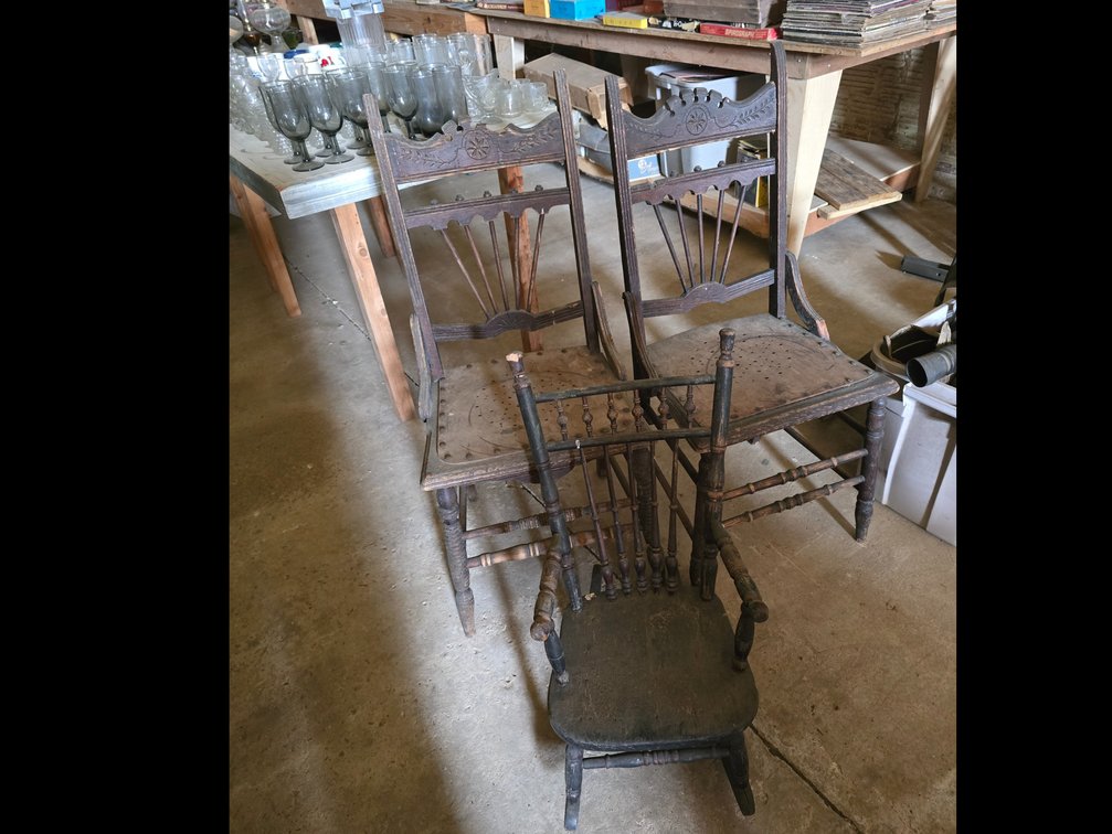 Three Vintage wooden chairs