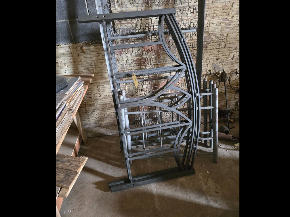 Two full size metal headboards, ect