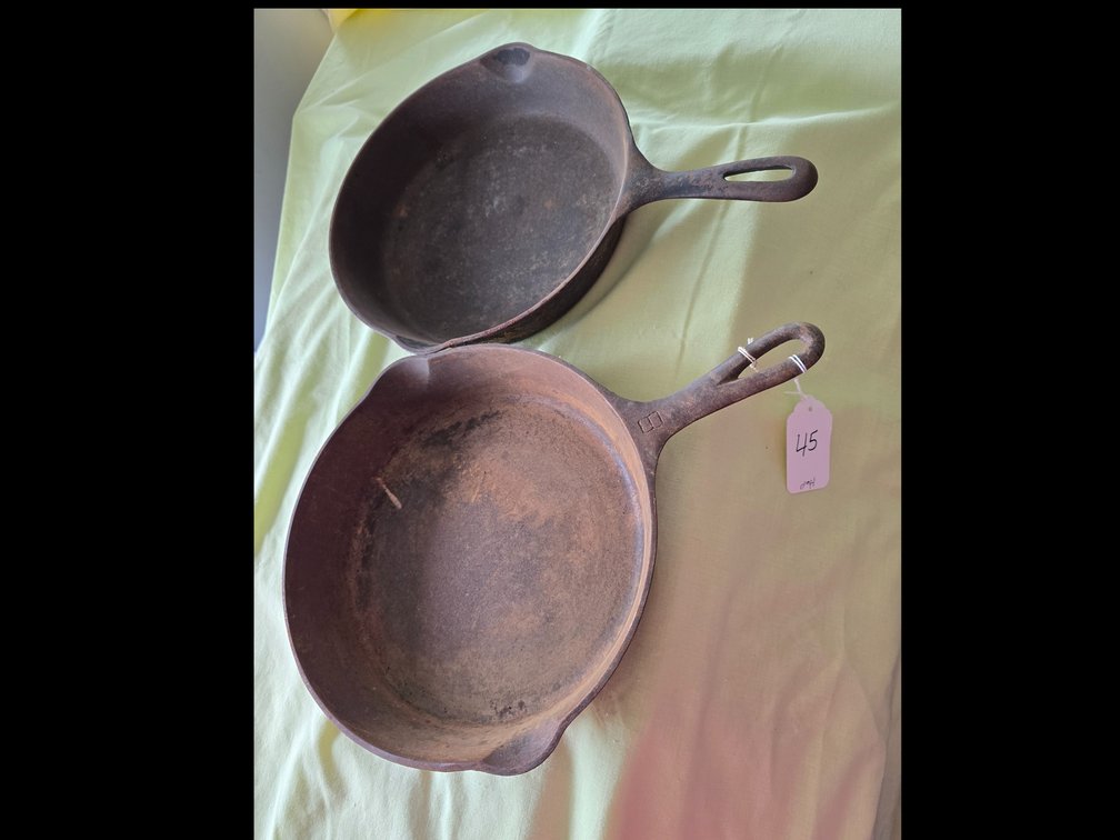 #8 GRISWOLD cast iron skillets and cast iron skillet, no number