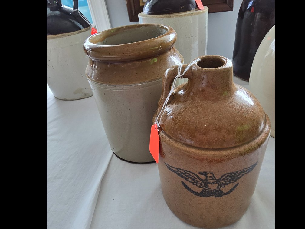 Brown glaze crock and jug