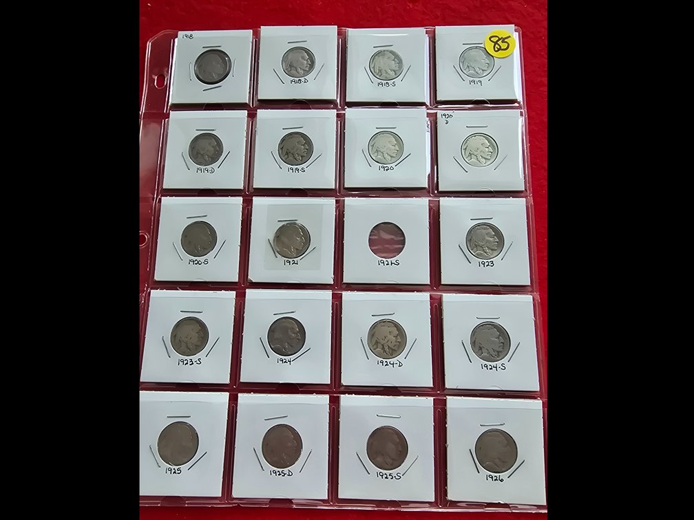 Buffalo nickels, 1918, 19, 20, 21, 23,24,25,26