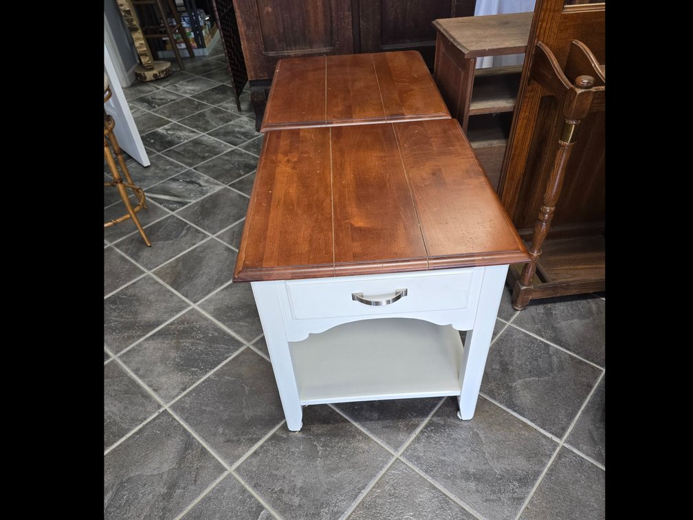Ethan Allen Pair of white end tables