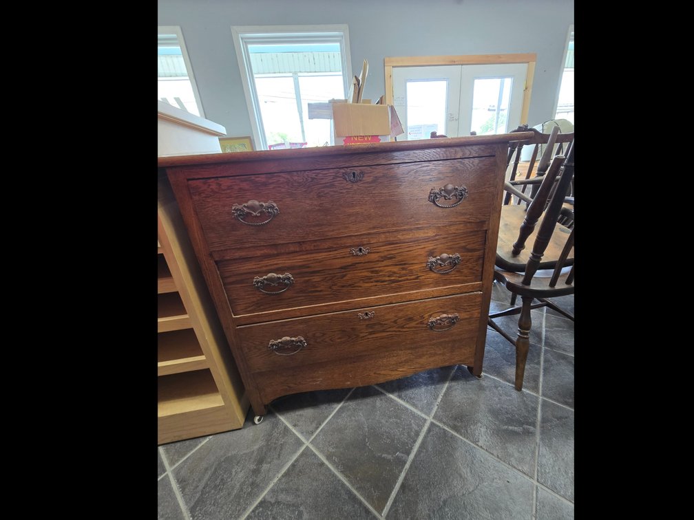 Three drawer OAK dresser with ceramic wheels