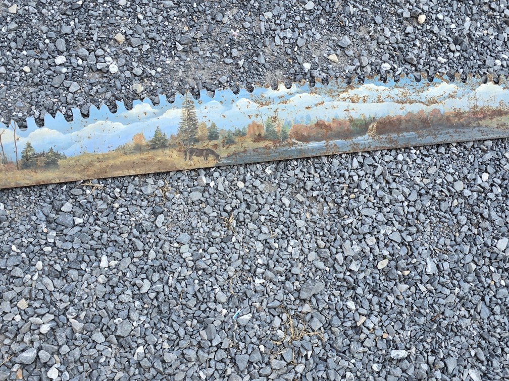Saw, hand painted one side