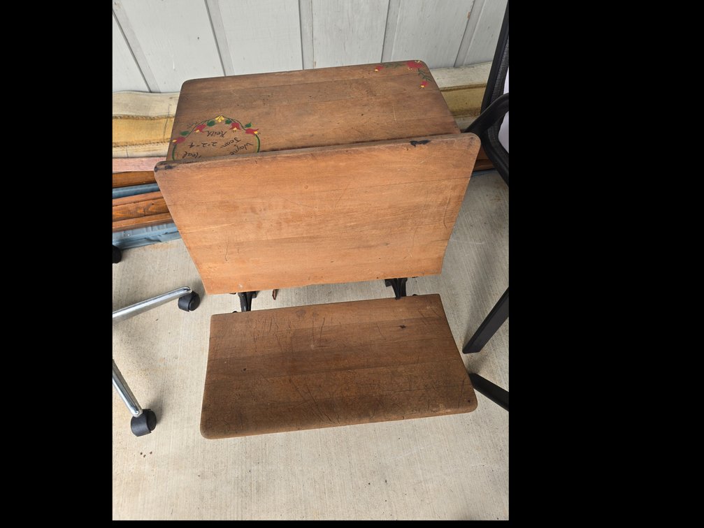 Child's wooden and school desk