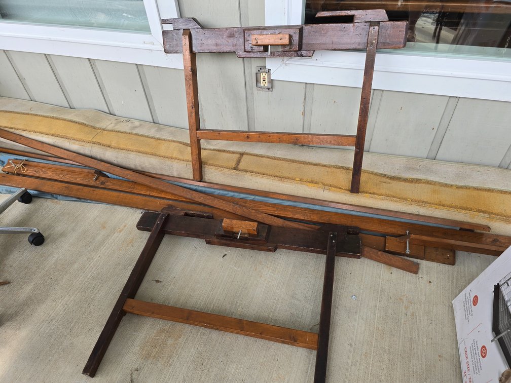 Handmade antique quilting rack and parts