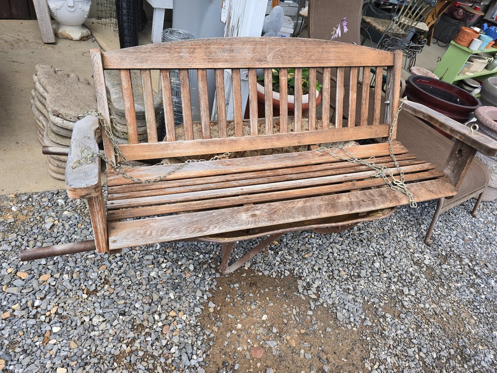 Wooden porch swing