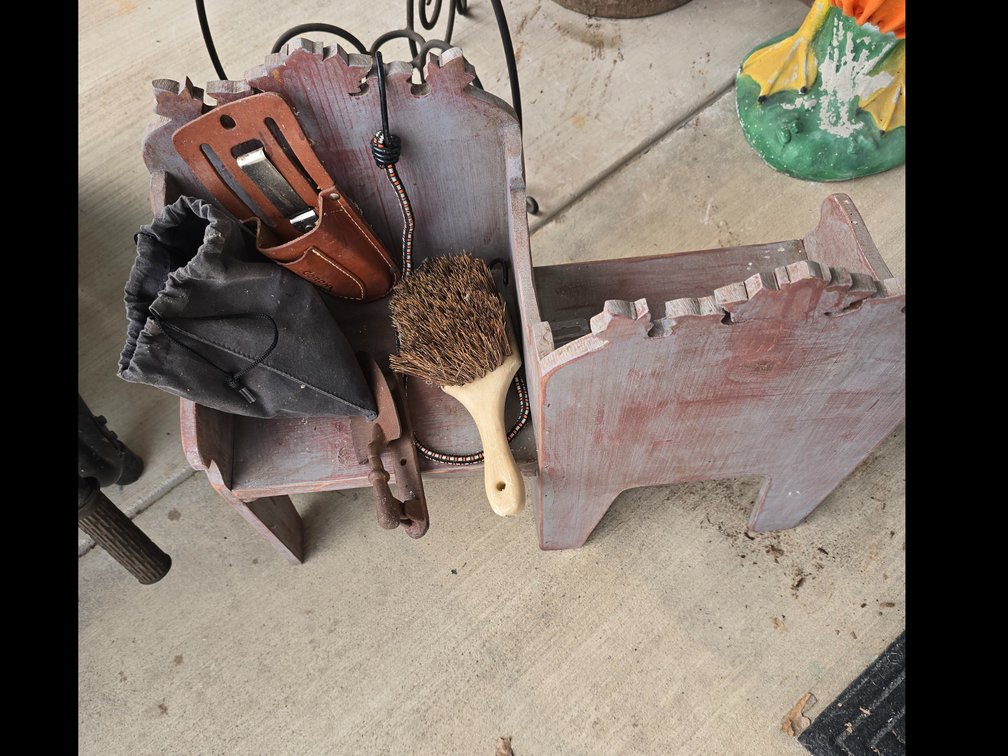 Two seater bench, misc items
