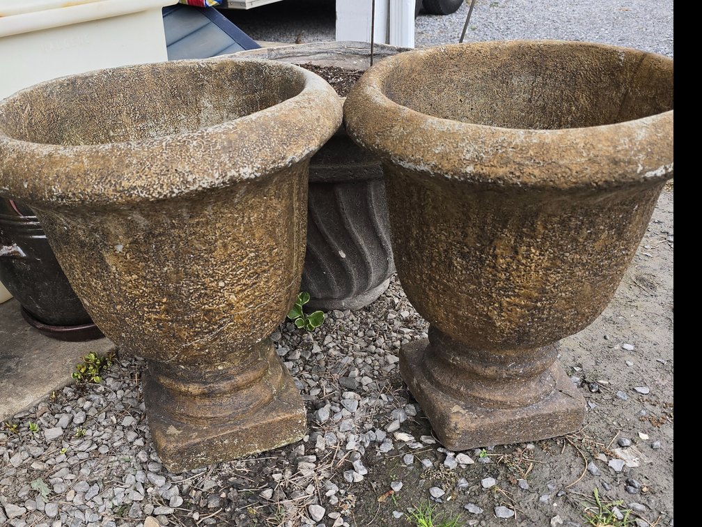 2 large concrete planters