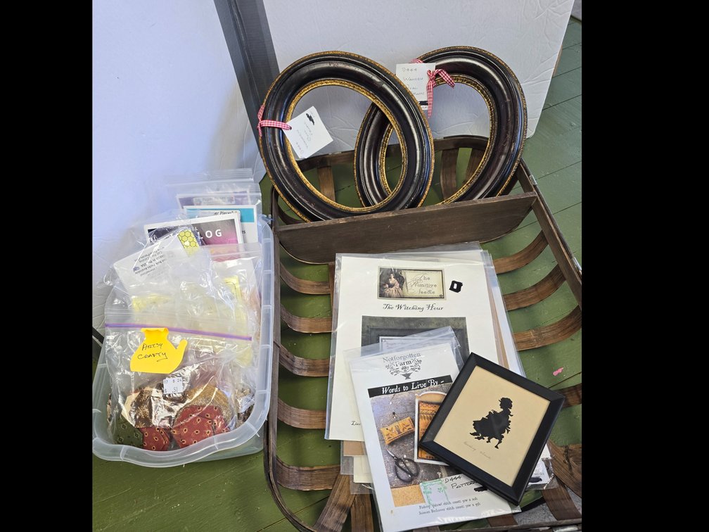 Beautifully crafted woven basket wooden oval frames and many pieces of crafty.Items