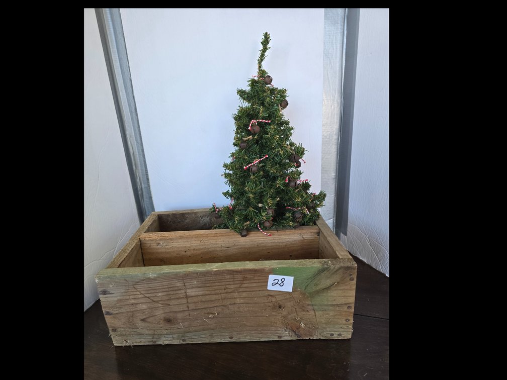 Nice primitive wooden box with primitive tree
