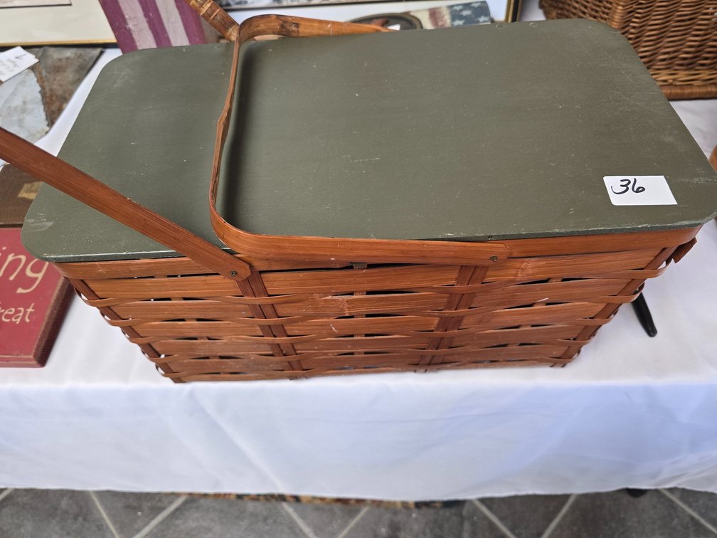 Wooden top picnic basket