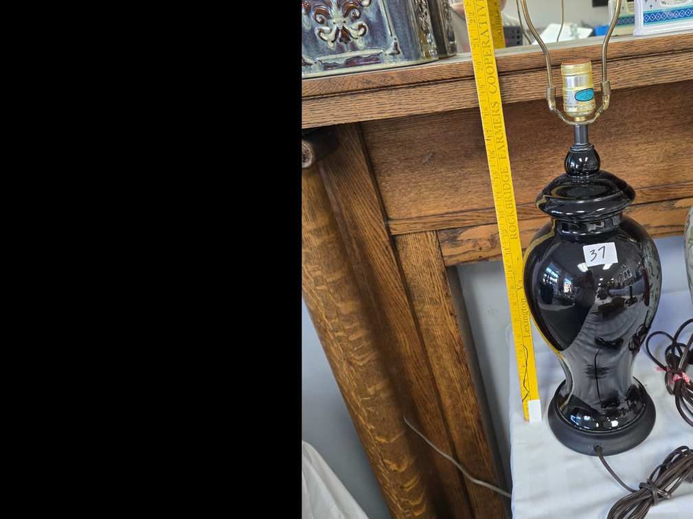 Black glazed lamp 20 inch