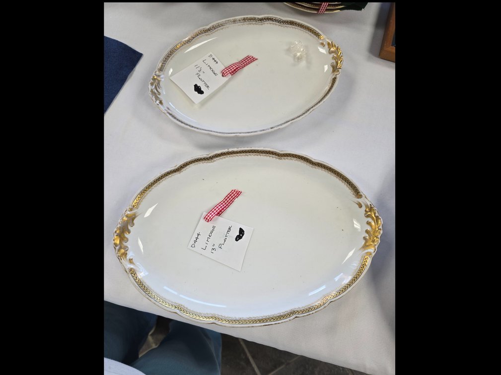 13" and 11.5 Limoges platters, gold trim