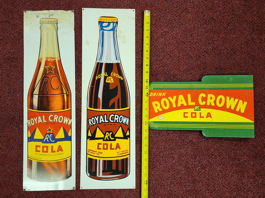 (3) metal Royal Crown Cola Signs