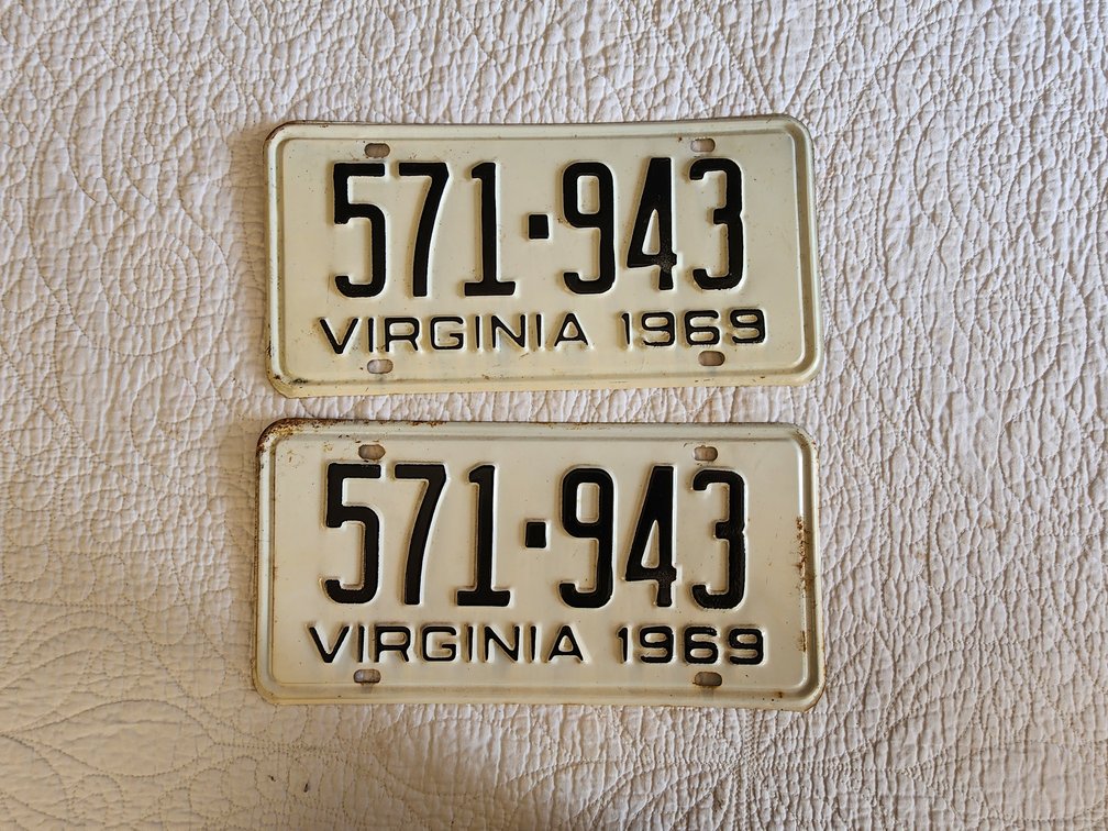 1969 Virginia License Plates