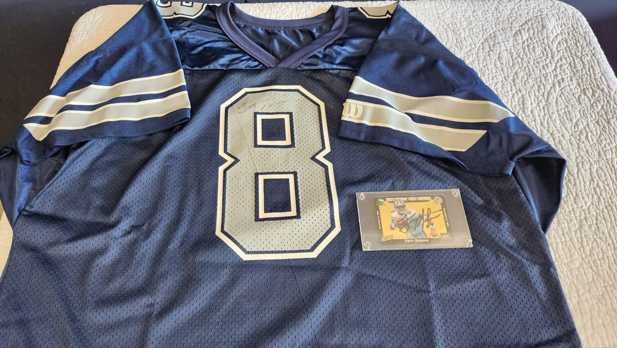 Signed Troy Aikman Jersey & signed card