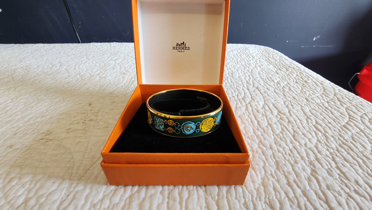 Bracelet- Hermes Green Enamel Bangle Bracelet