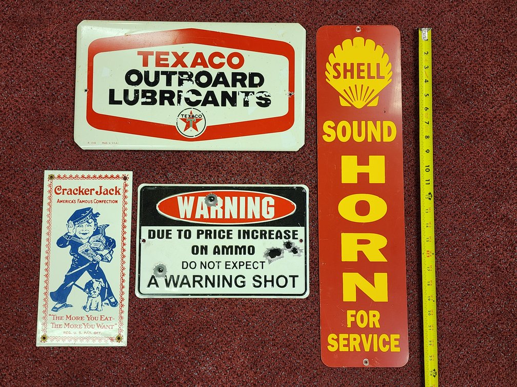(4) Metal Signs
