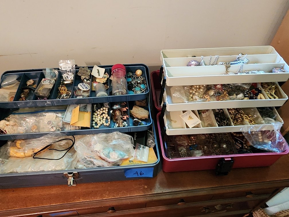 Tackle boxes of jewelry making supplies