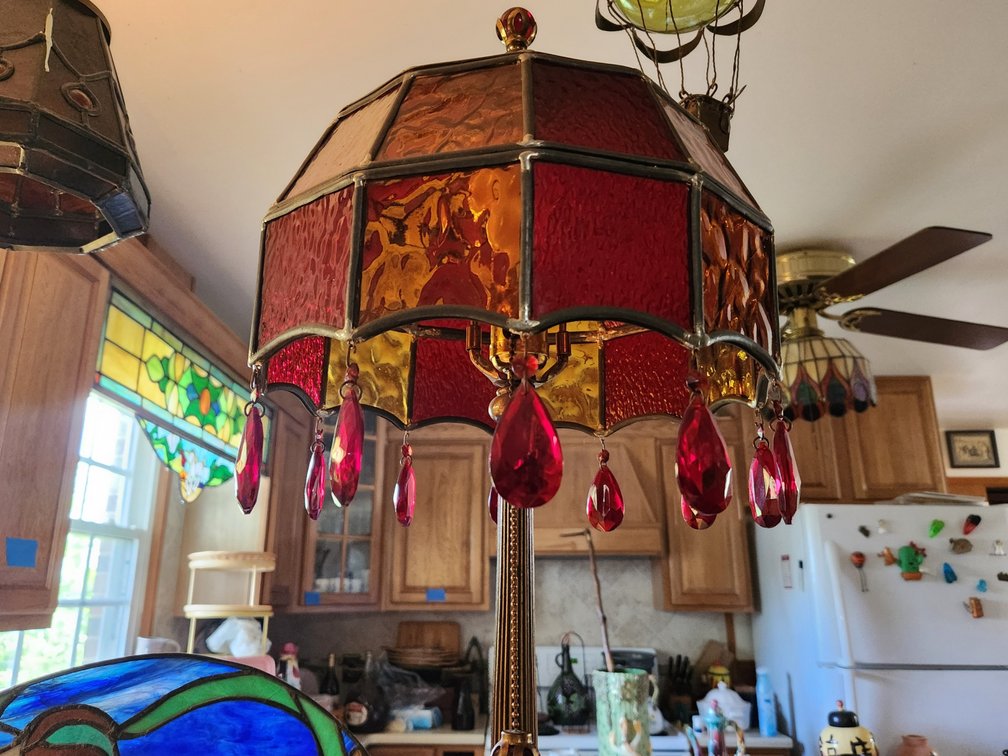 Stained glass lamp - handmade on brass base