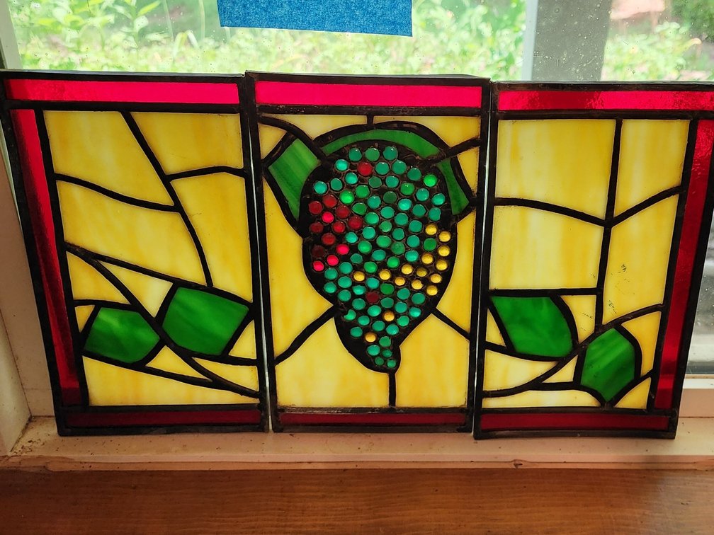 Three panel stained glass grapevine - handmade