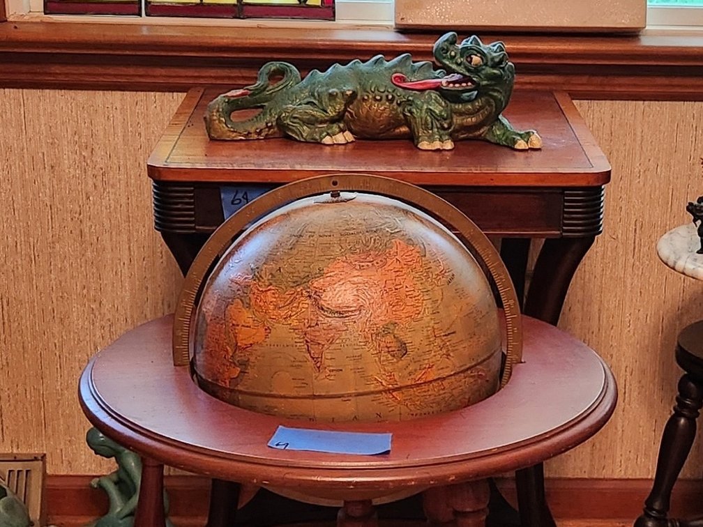 Side table, globe table and dragon 