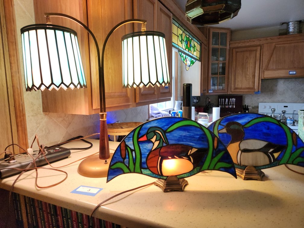 Stained glass duck lamp - handmade