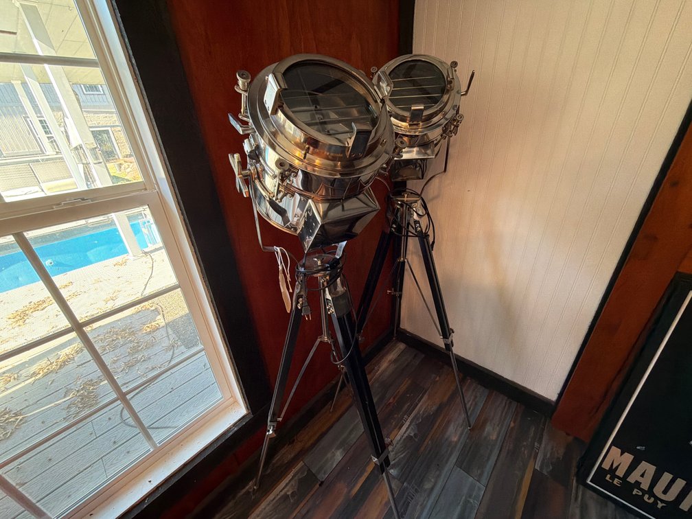 2- Naval Signal lamp style lamps w/ tripods