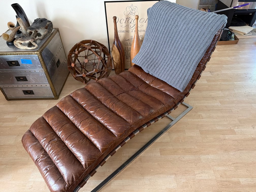 Restoration Hardware Oviedo Leather Chaise Lounge