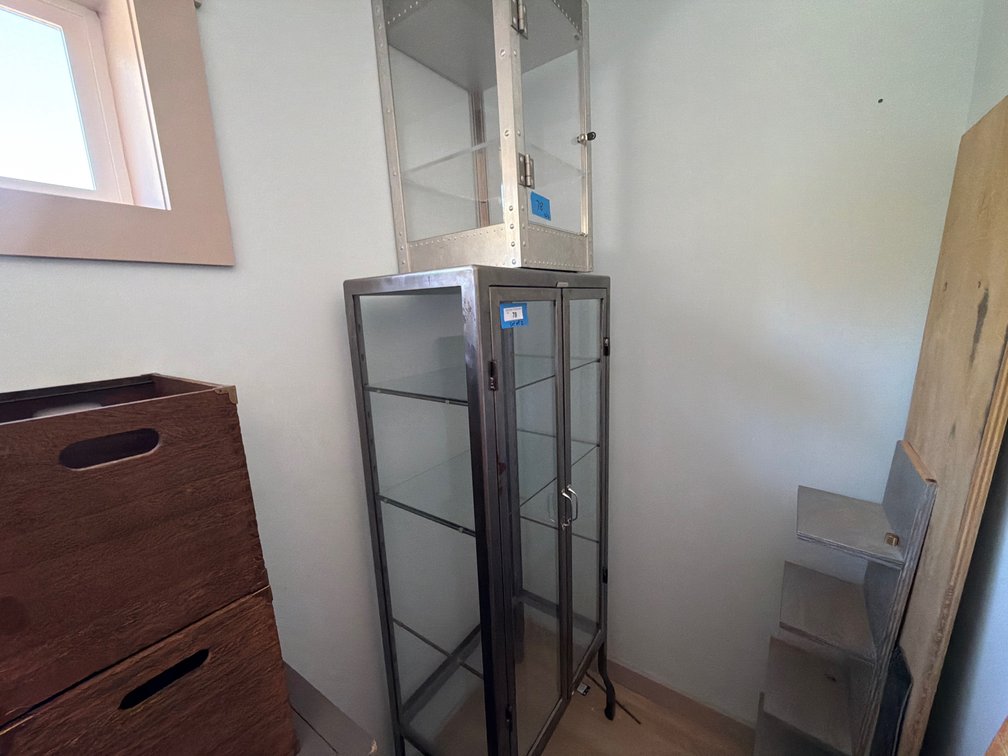 RH Dulton Pharmacy Cabinet & Oakley Display Cabinet.