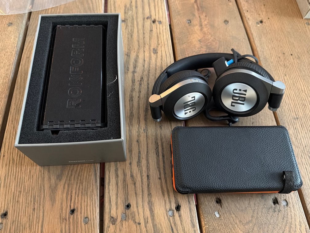 Speaker, Headphones, and Solar Powerbank