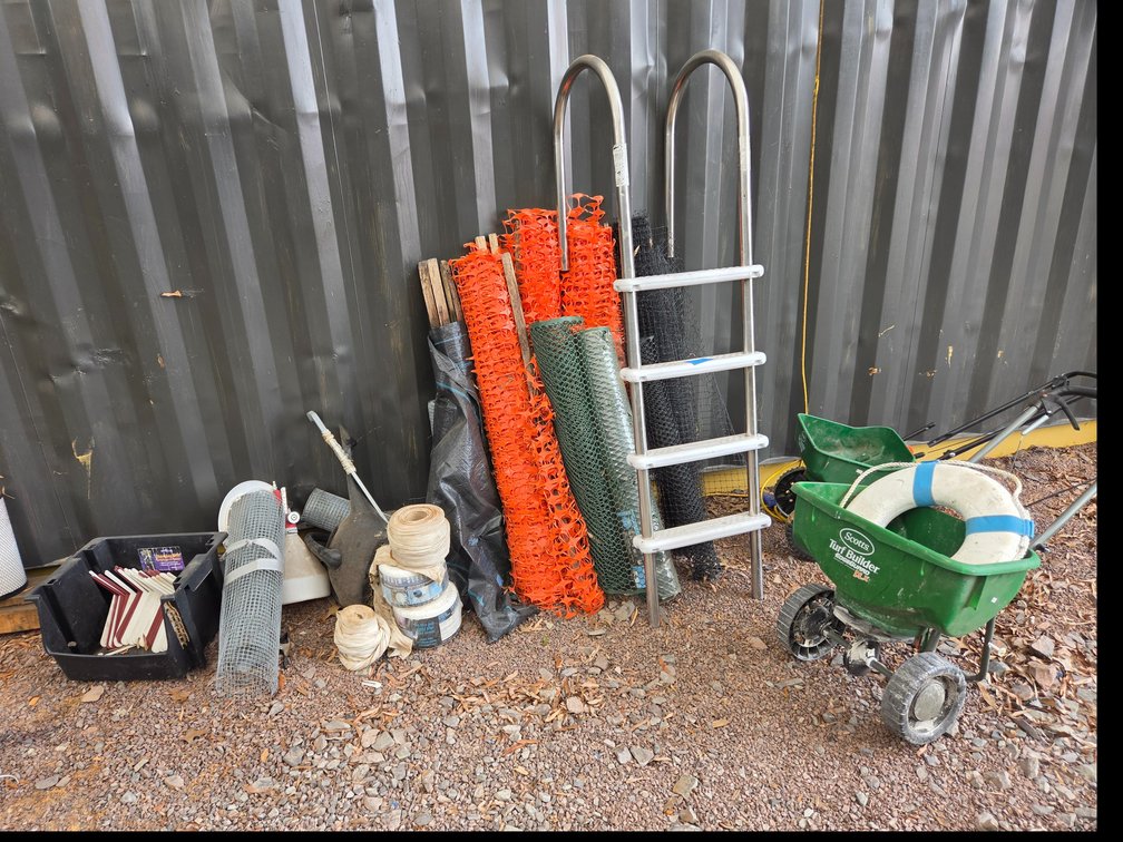 Sprayer nozzle, plastic fencing, spreader, etc.