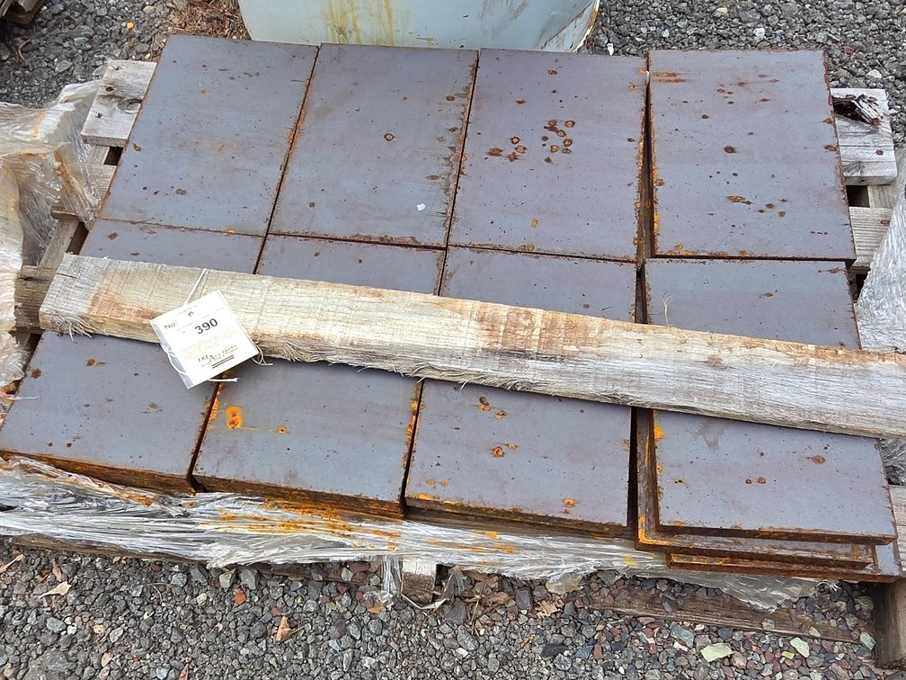 24 steel squares- 3/4" x 8" x 12" & scrap metal