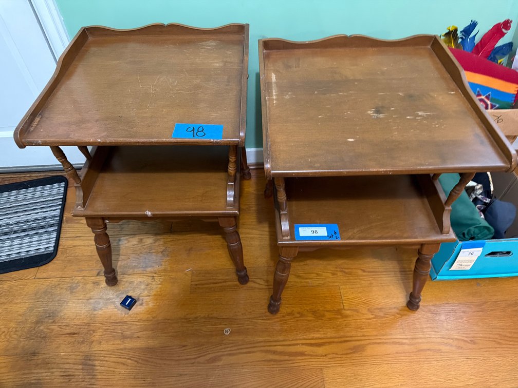 Colonial Early American two-tier end tables