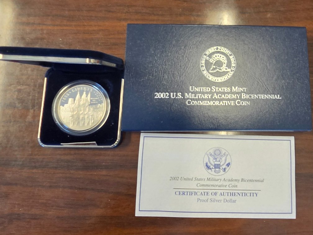 2002 US Military Academy Proof Silver Dollar