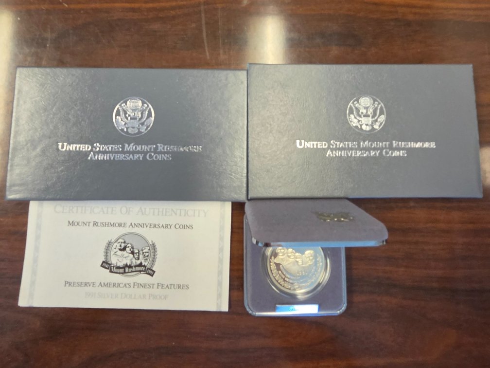 1991 Mount Rushmore Proof Silver Dollar