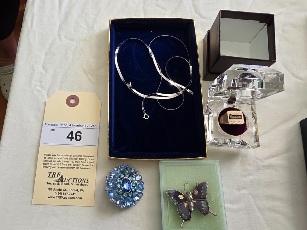 10K necklace, 10k ring & broaches
