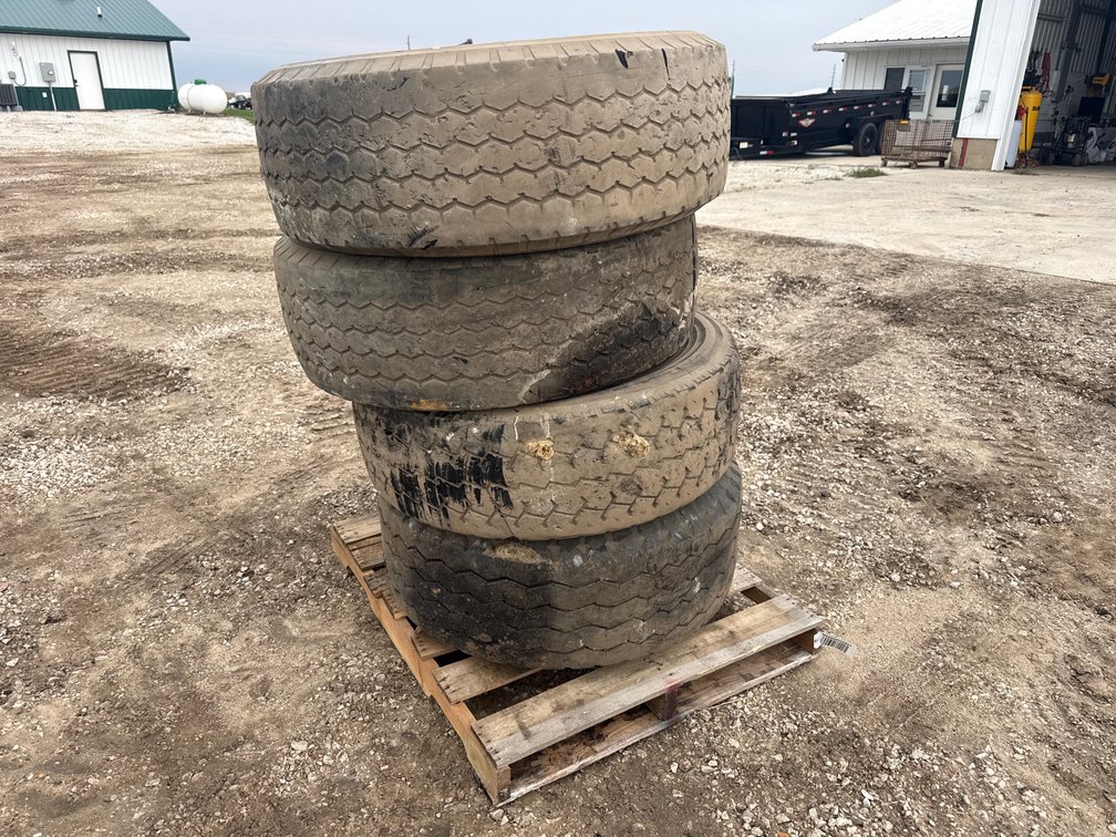 Stack of 385/65r22.5 tires
