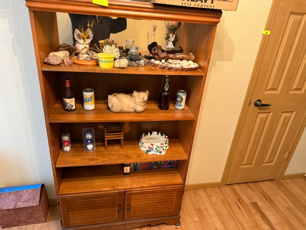 H- Wood Shelving Unit, Contents, VHS Tapes