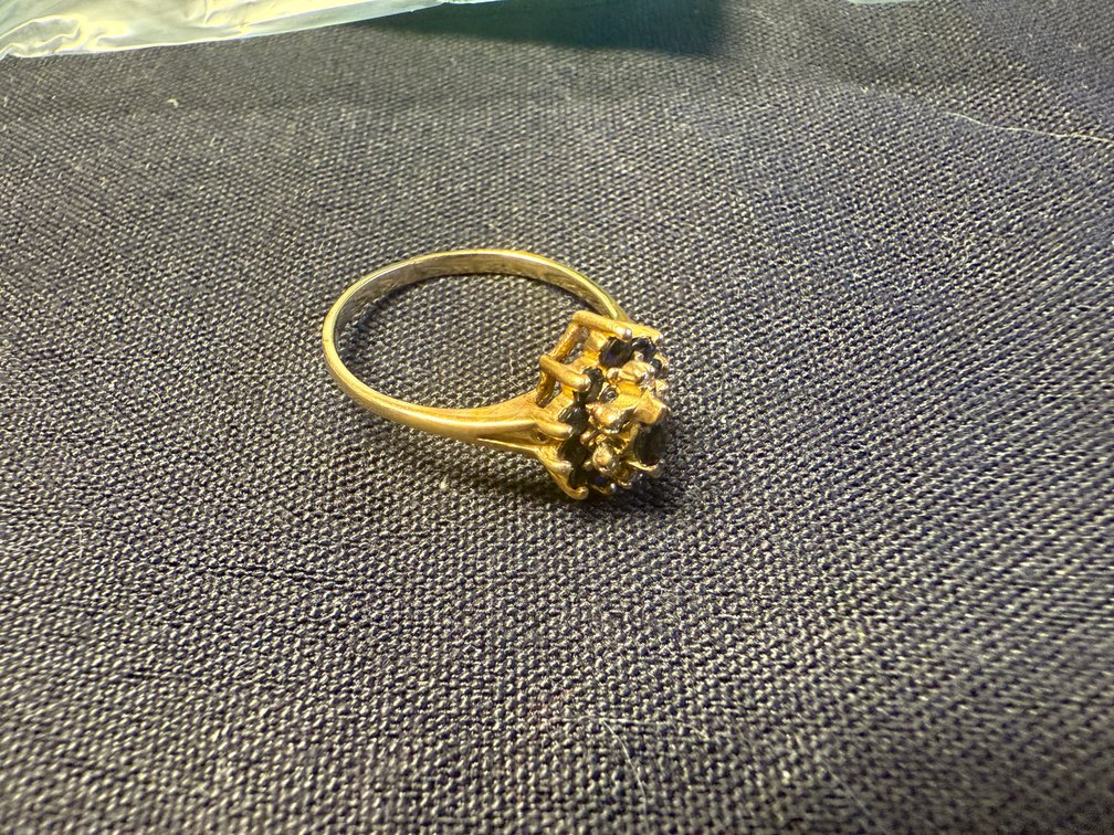 Women's 10KT Ring Black & Diamond Stones