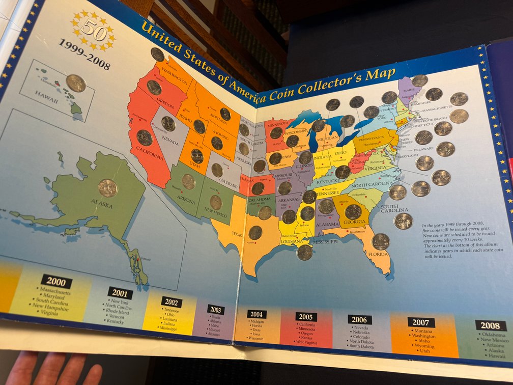 United States Of American State Coin Collector's Map