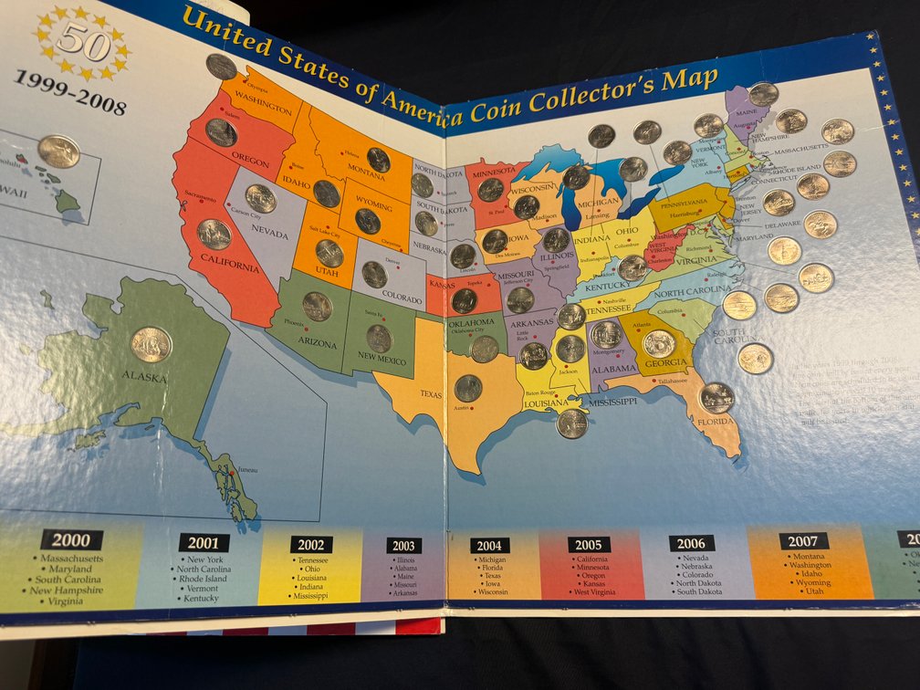 United States Of American State Coin Collector's Map