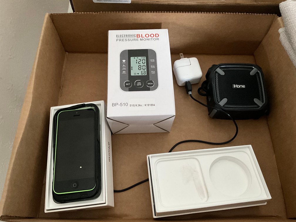 LR- iPhone, iHome Speaker, Electronic Blood Pressure Monitor
