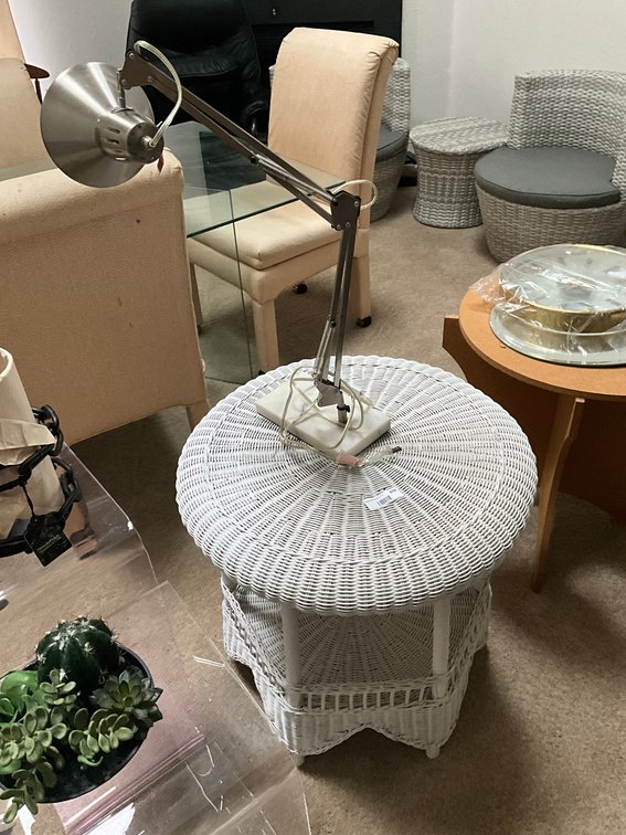Table Lamp & Wicker End Table